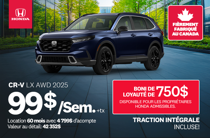 Bannière de Promotion CR-V LX AWD 2025
