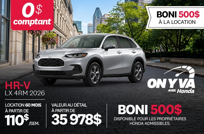 Bannière de Promotion HR-V LX 2026