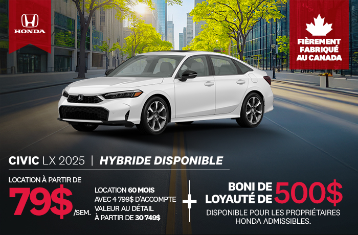 Bannière de Promotion Civic LX 2025