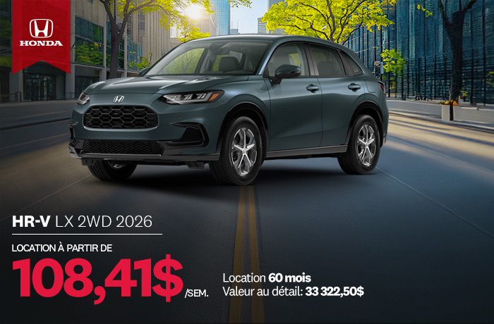 Bannière de Promotion HR-V LX AWD 2026