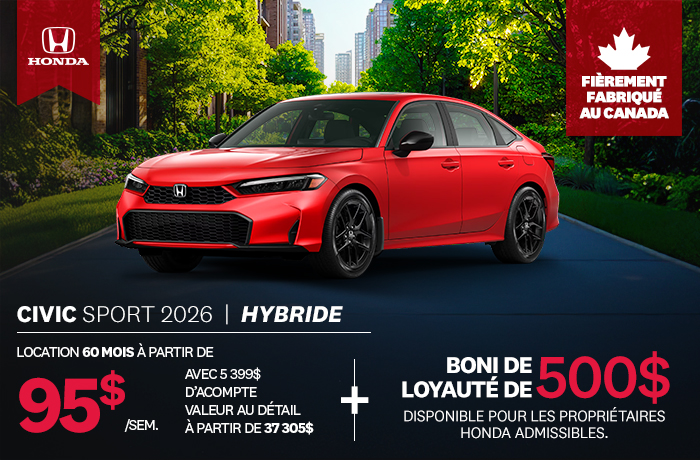 Bannière de Promotion Civic Sport Hybride 2026