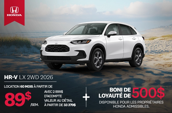 Bannière de Promotion HR-V LX 2WD 2026