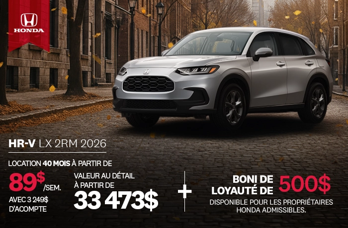 Bannière de Promotion HR-V LX 2026
